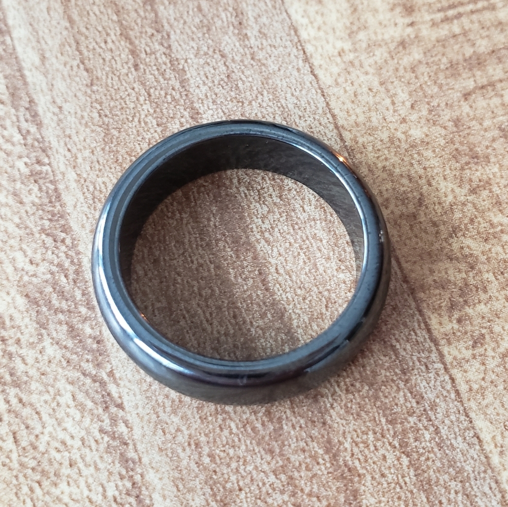 Black Hematite Stone Band Ring